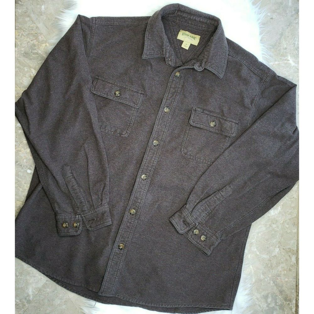 RUSTIC RIDGE Outdoor Flannel Shirt Brown Sz 2X